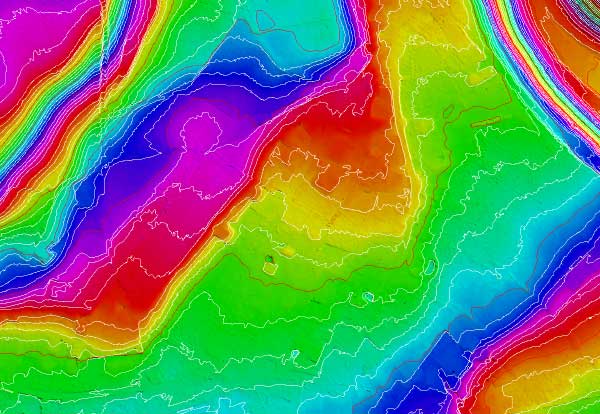 Digital terrain model with contours