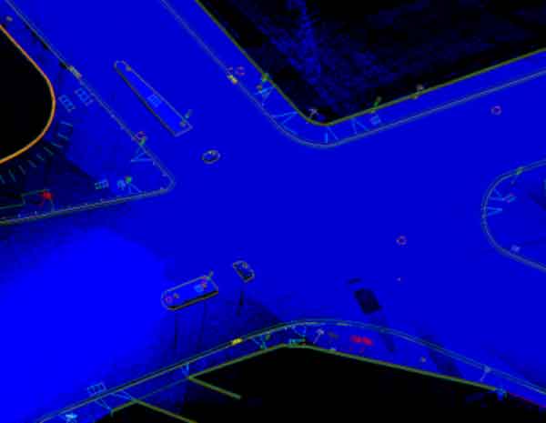 Mobile mapping point cloud of road intersection